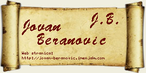 Jovan Beranović vizit kartica